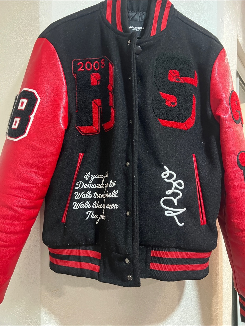 Men's Black & Red Varsity Letterman Jacket